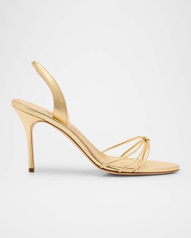 Sareta Metallic Crisscross Halter Sandals